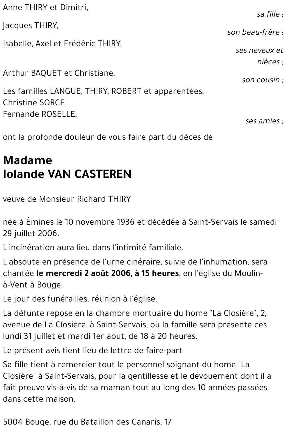 Iolande VAN CASTEREN