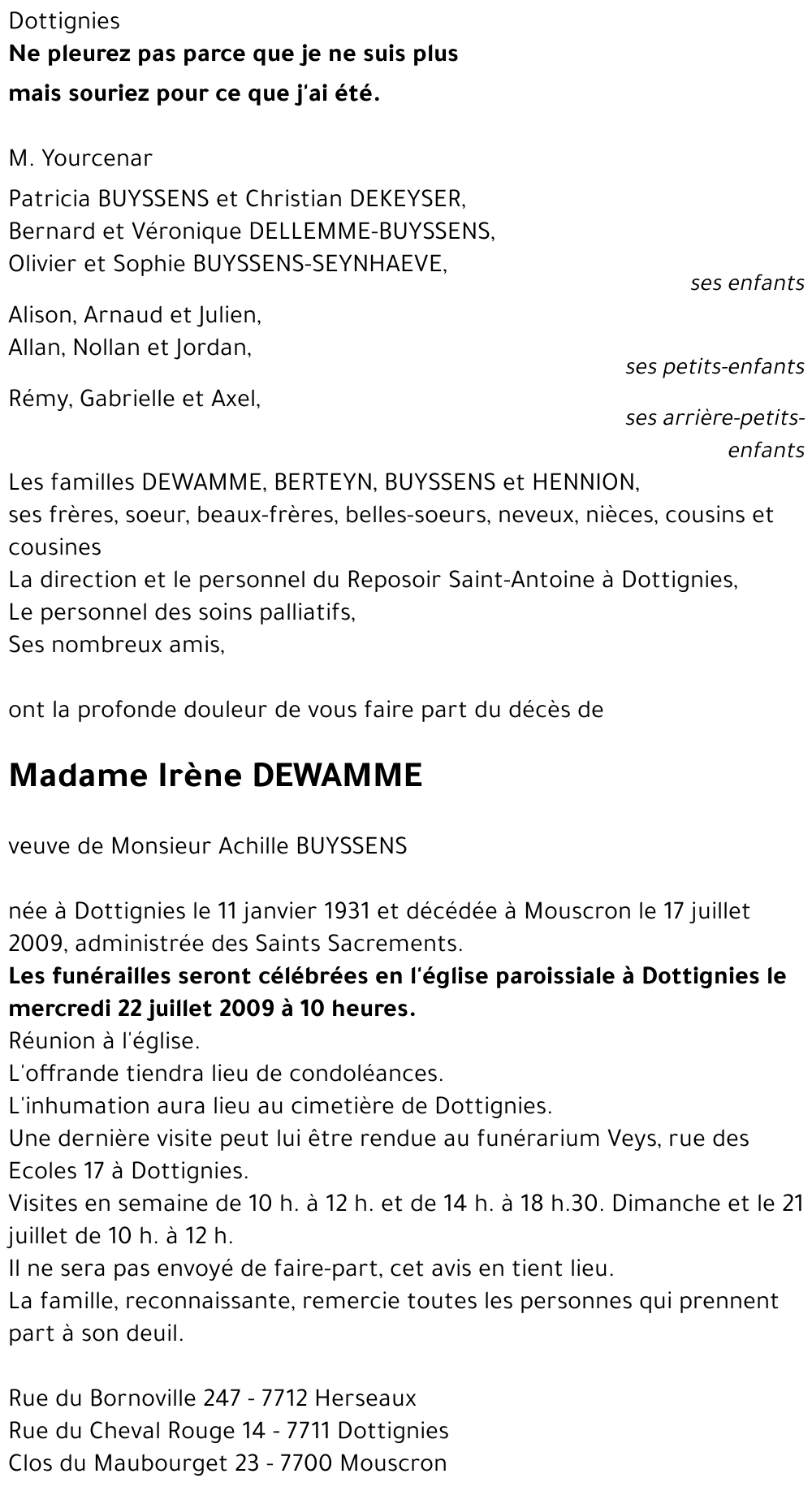 Irène DEWAMME