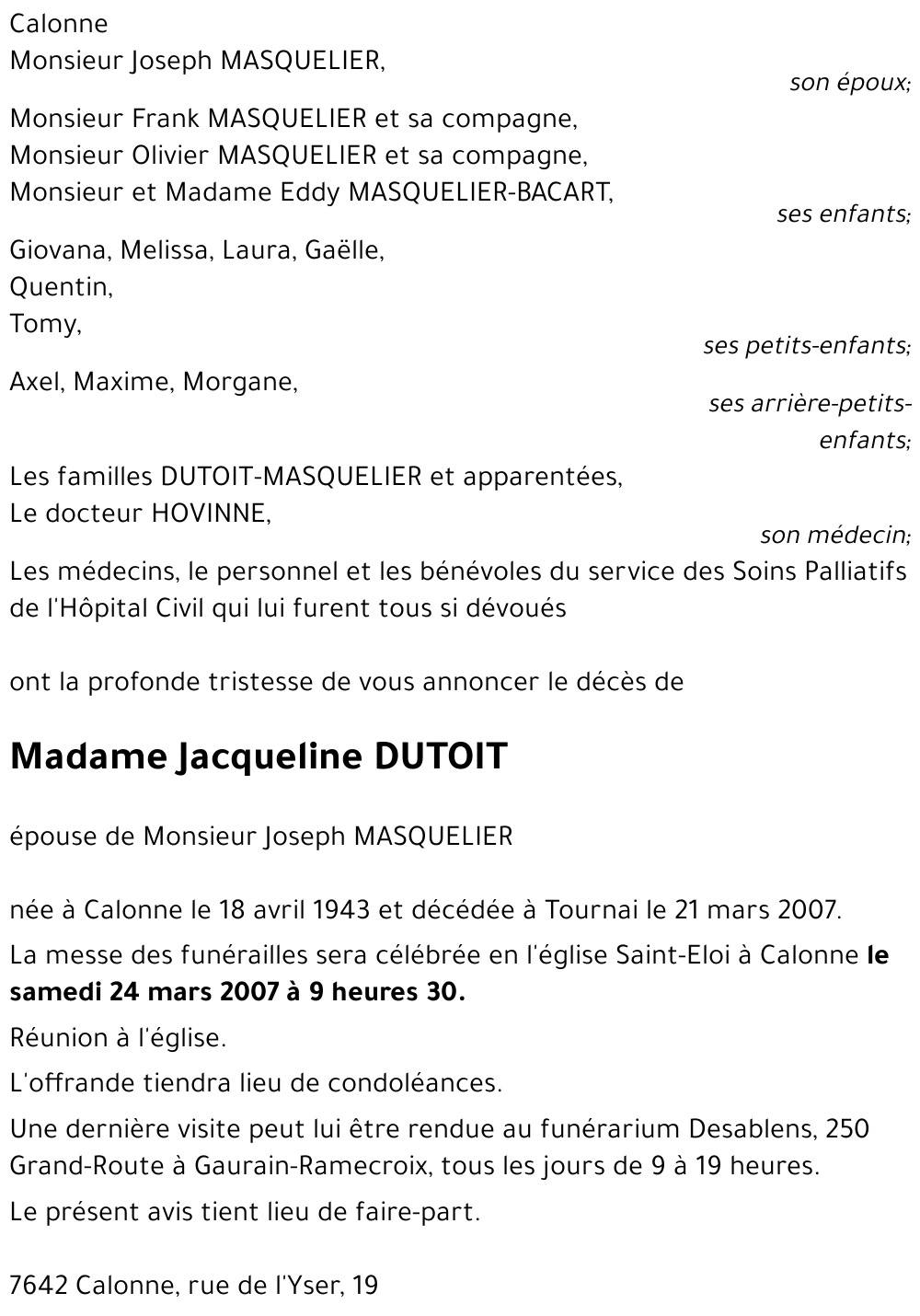 Jacqueline DUTOIT