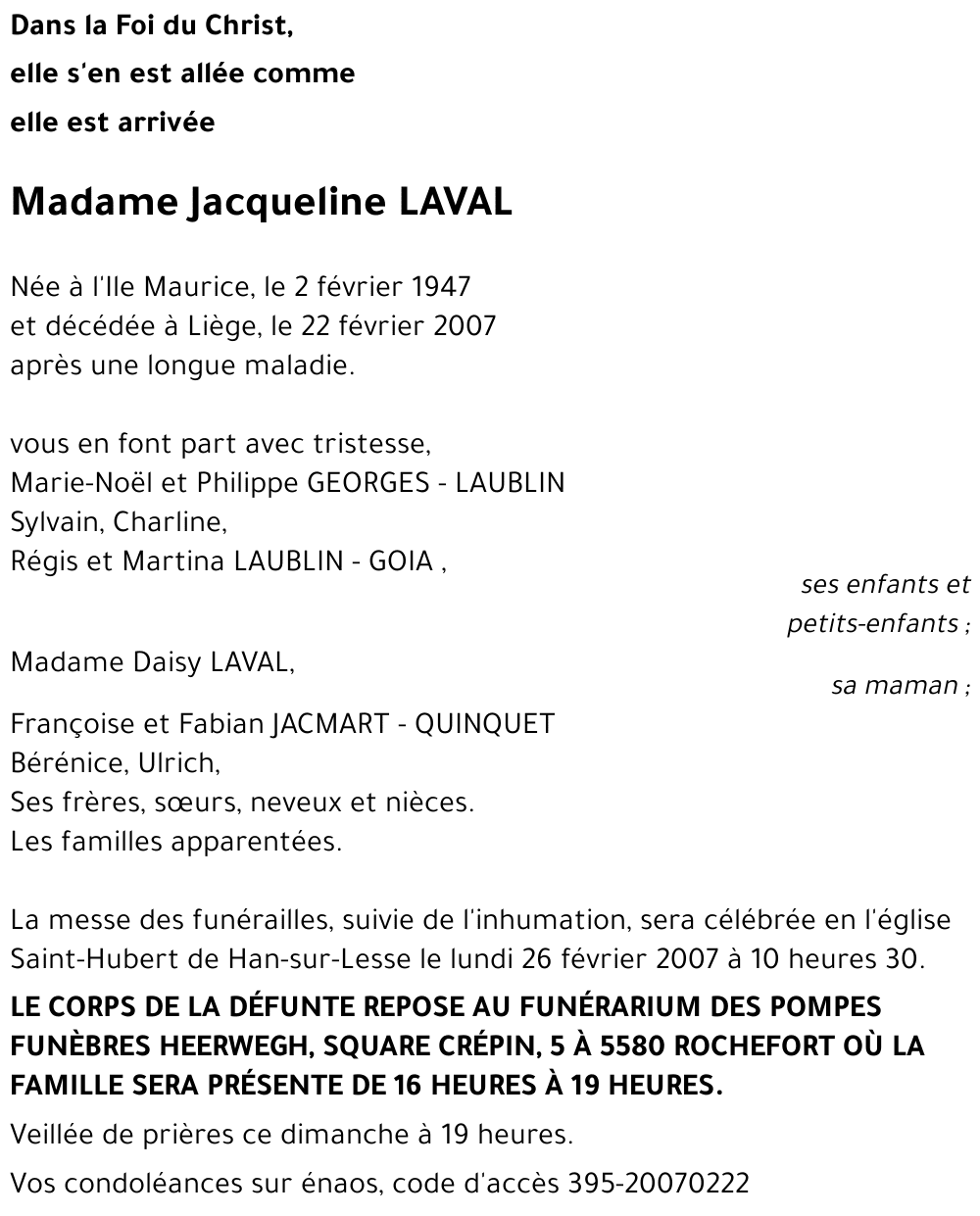 Jacqueline LAVAL