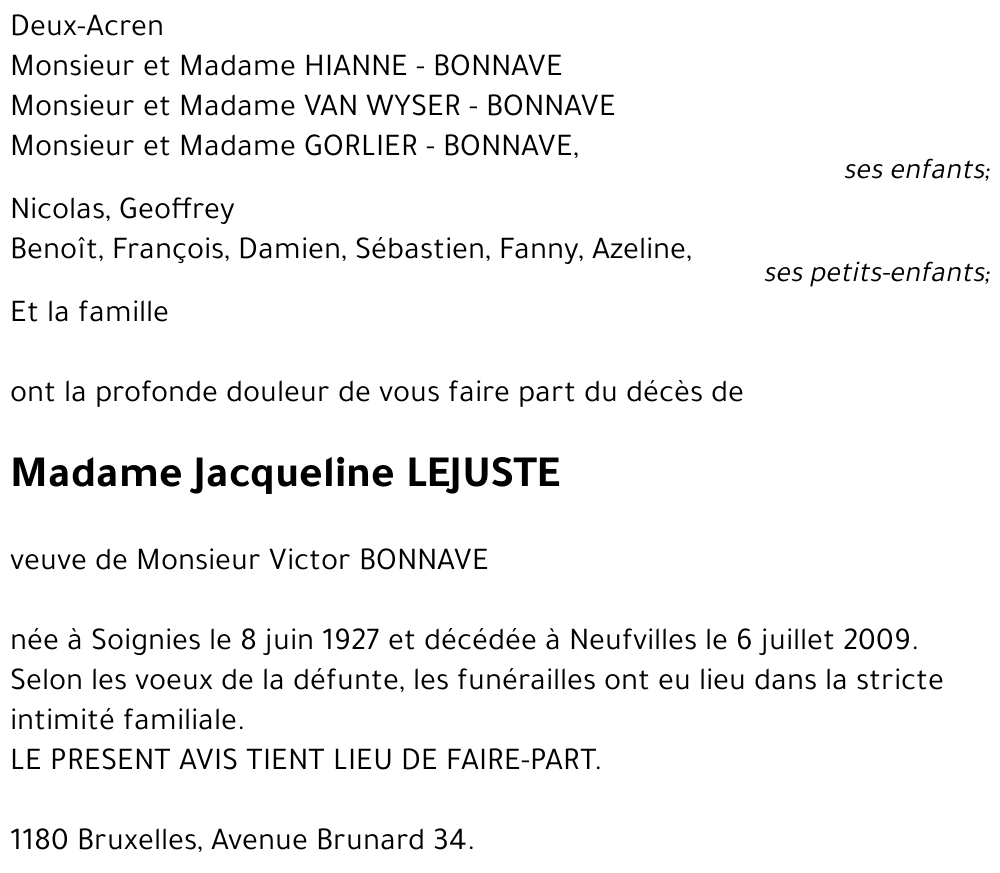 Jacqueline LEJUSTE