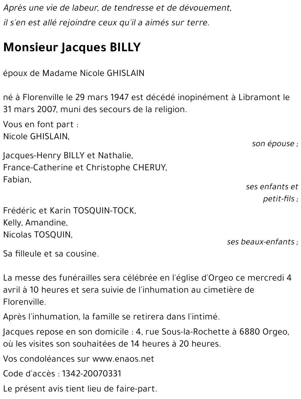 Jacques BILLY