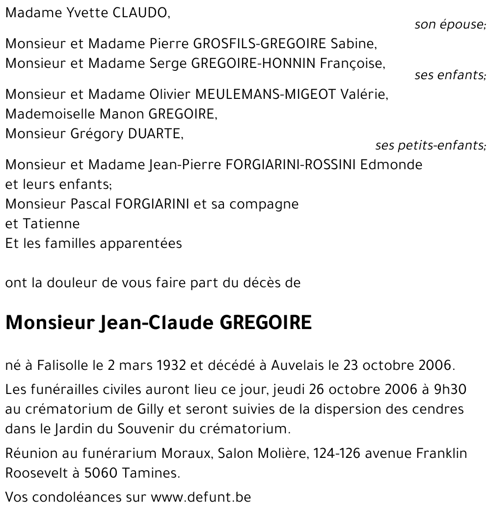 Jean-Claude GREGOIRE