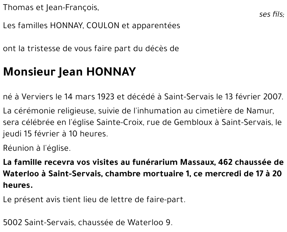 Jean HONNAY