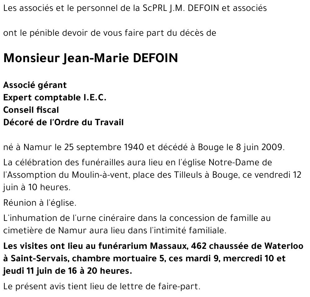 Jean-Marie DEFOIN