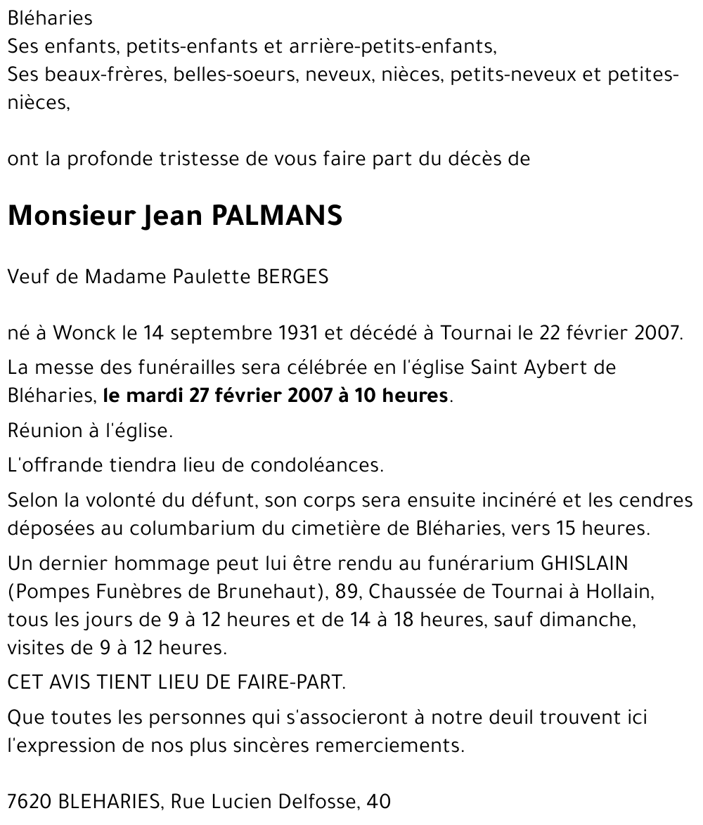 Jean PALMANS