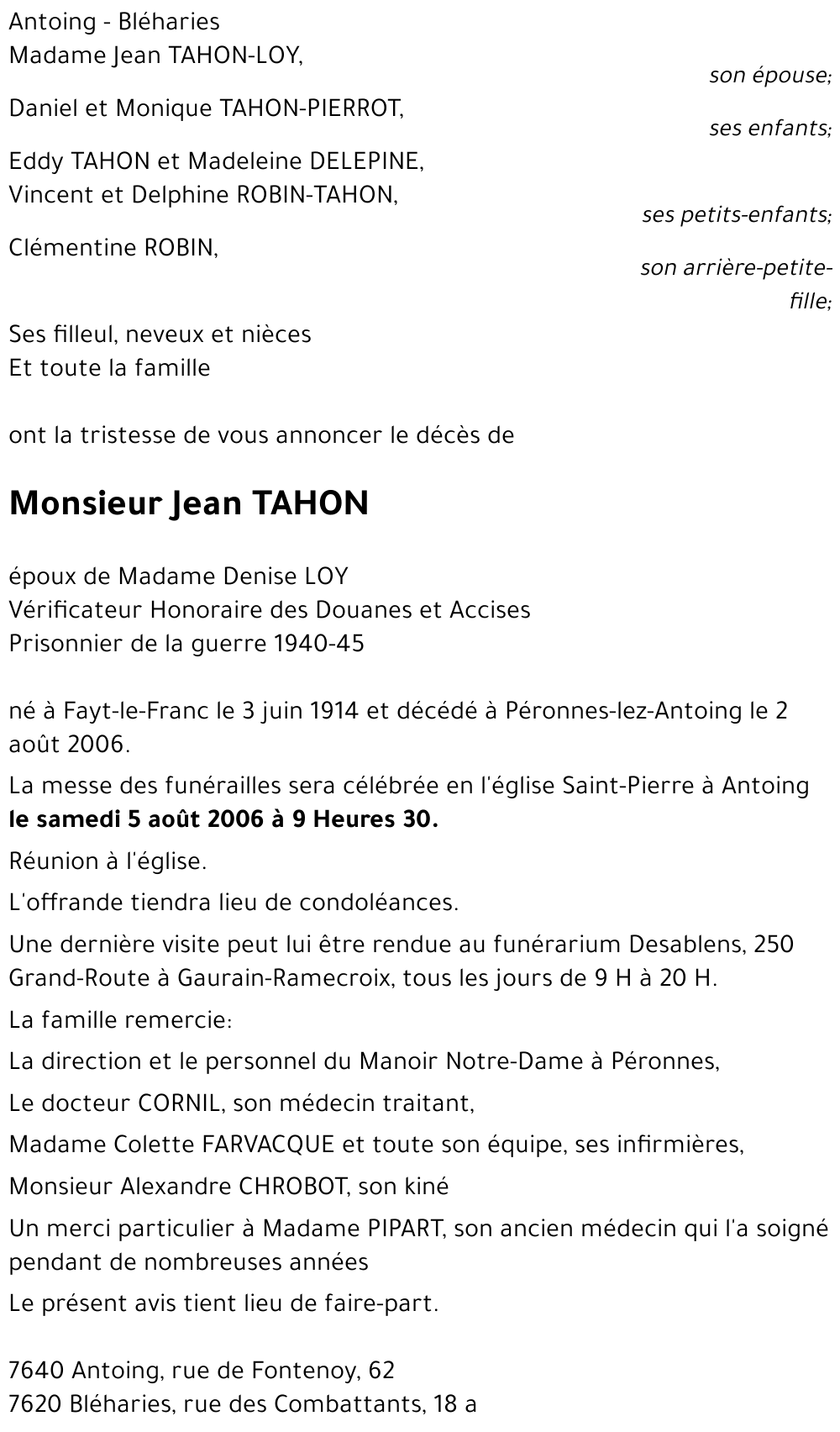 Jean TAHON