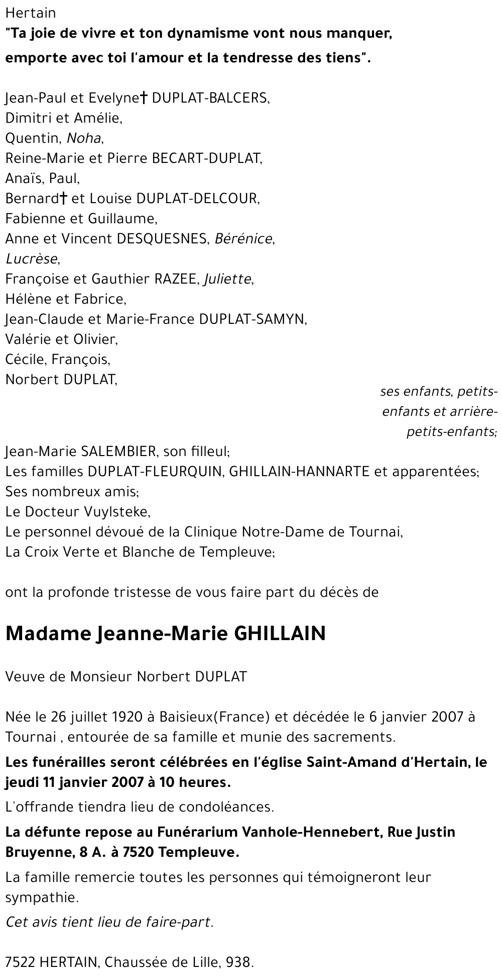 Jeanne-Marie GHILLAIN