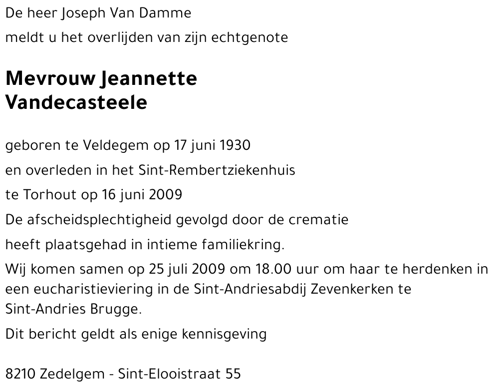 Jeannette Vandecasteele