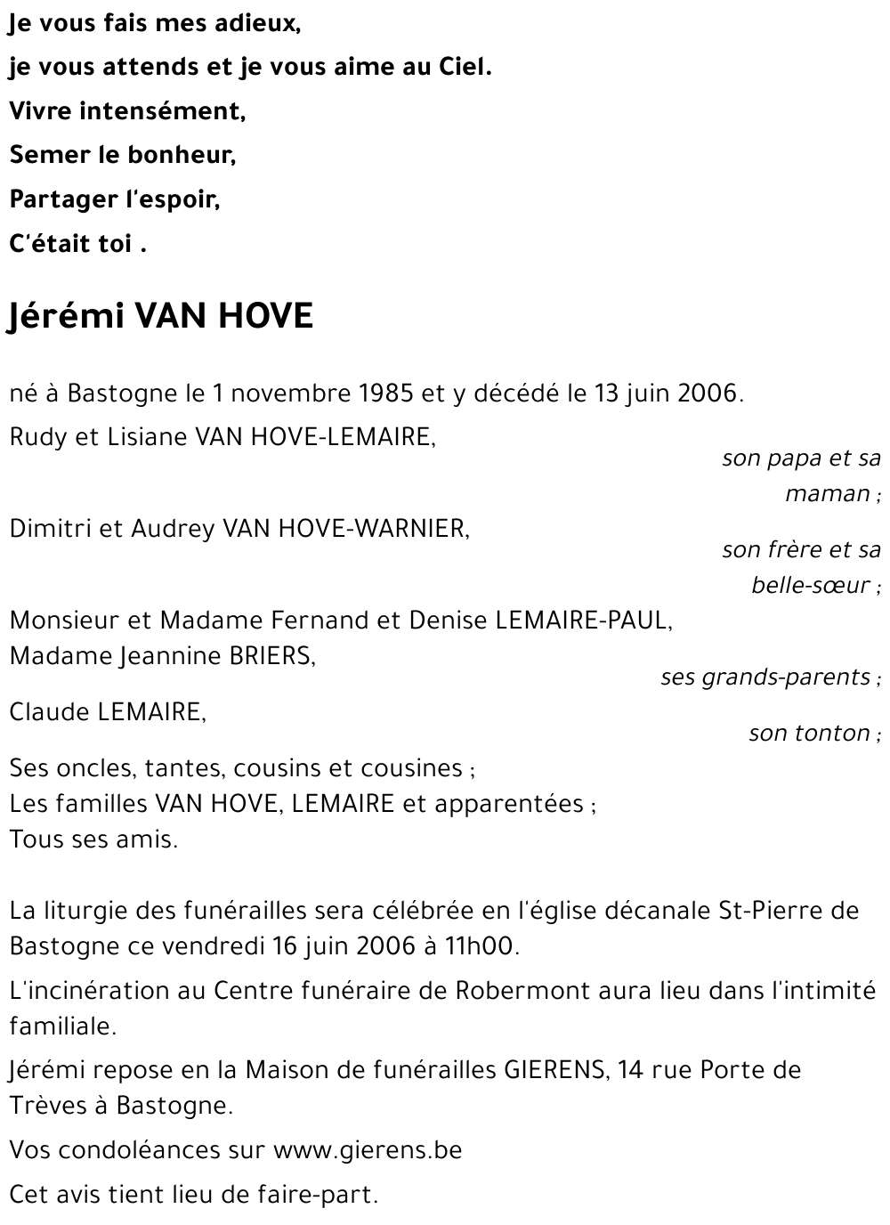 Jérémi VAN HOVE