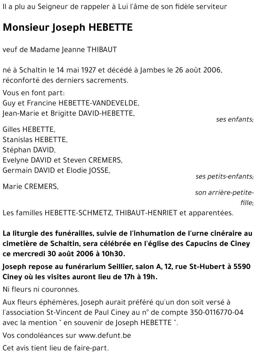 Joseph HEBETTE
