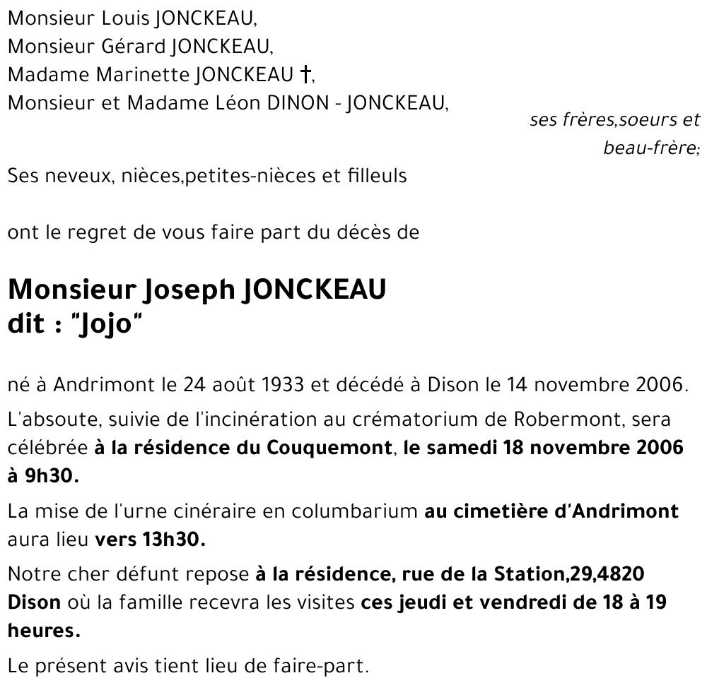 Joseph JONCKEAU