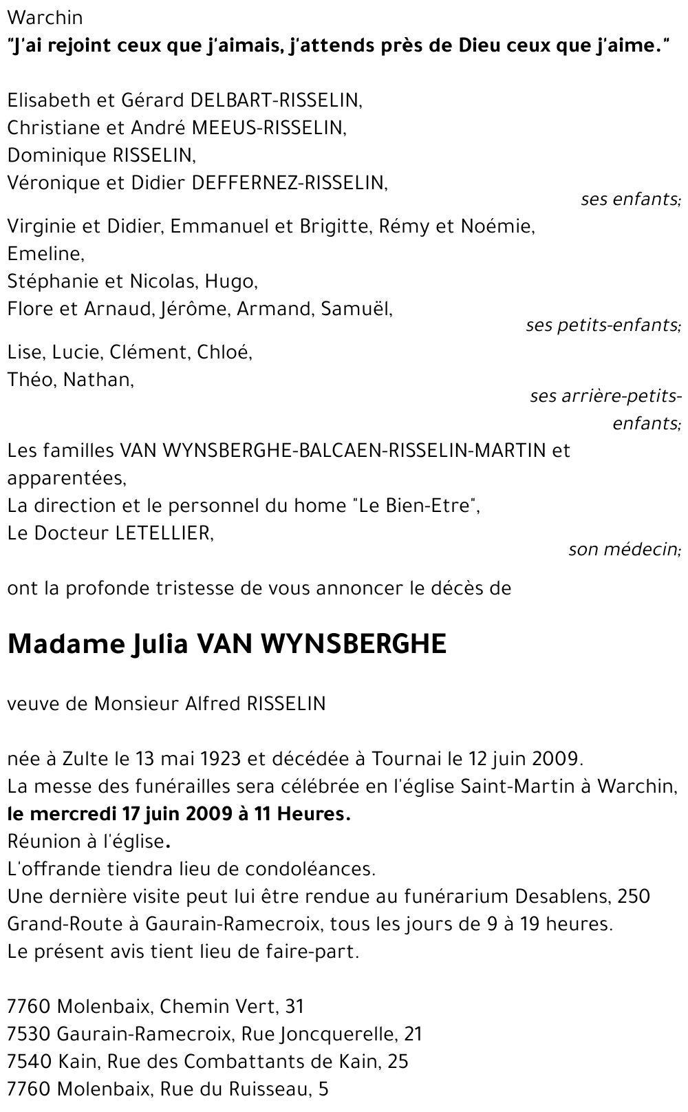 Julia VAN WYNSBERGHE