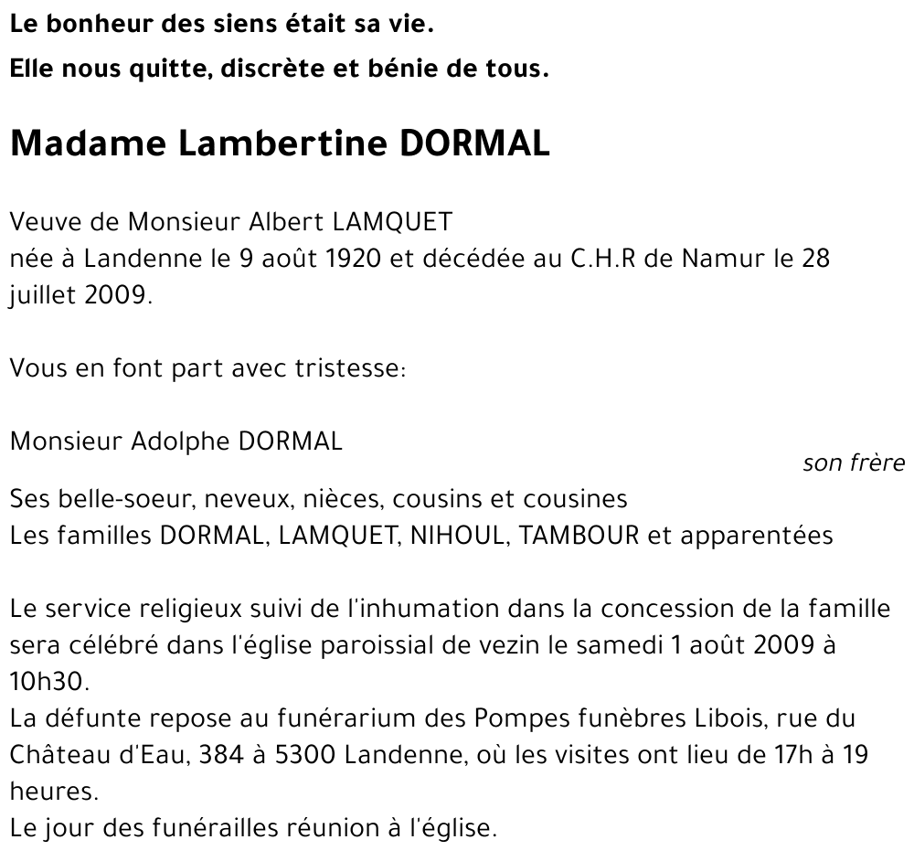 Lambertine Dormal