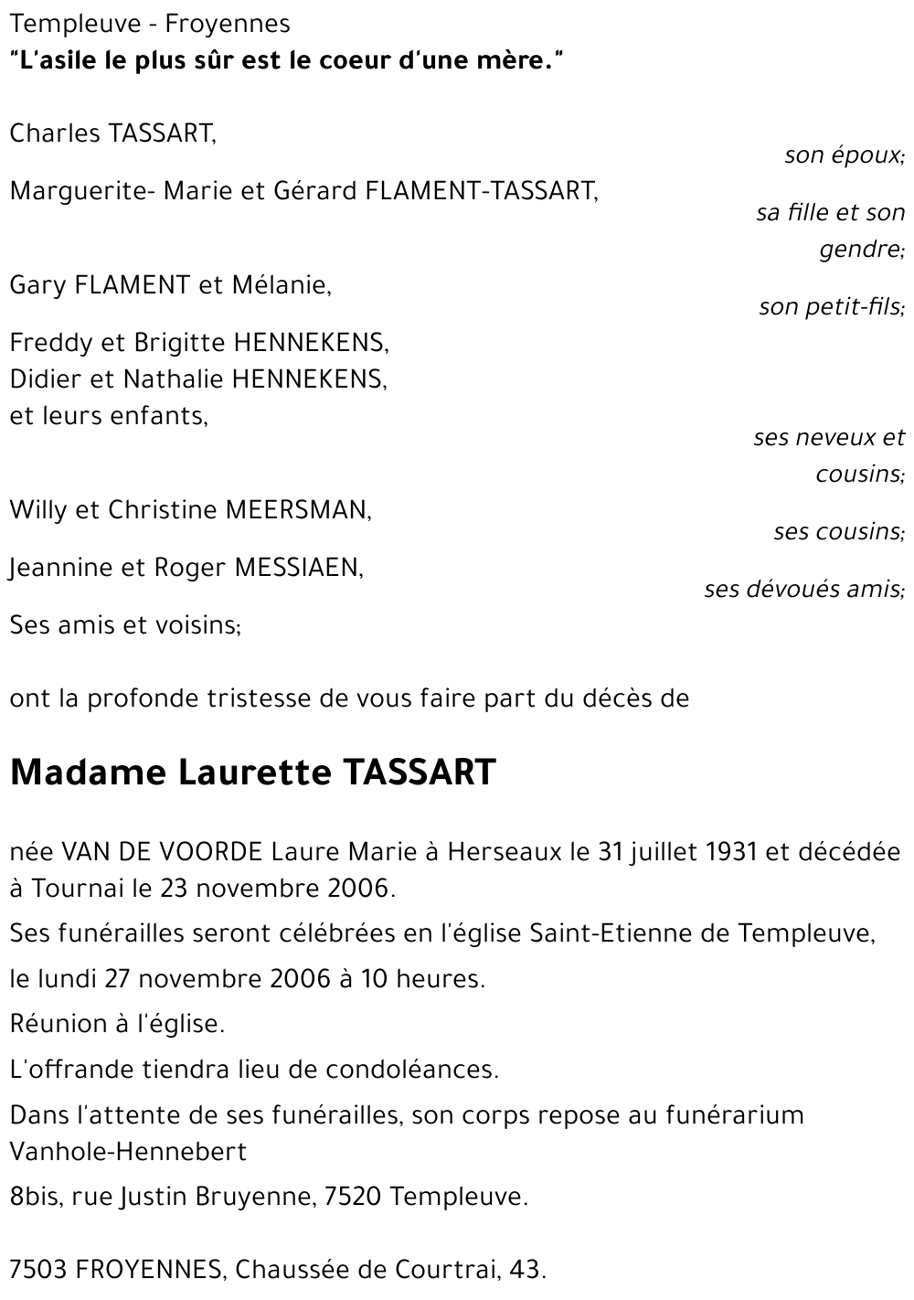 Laurette TASSART