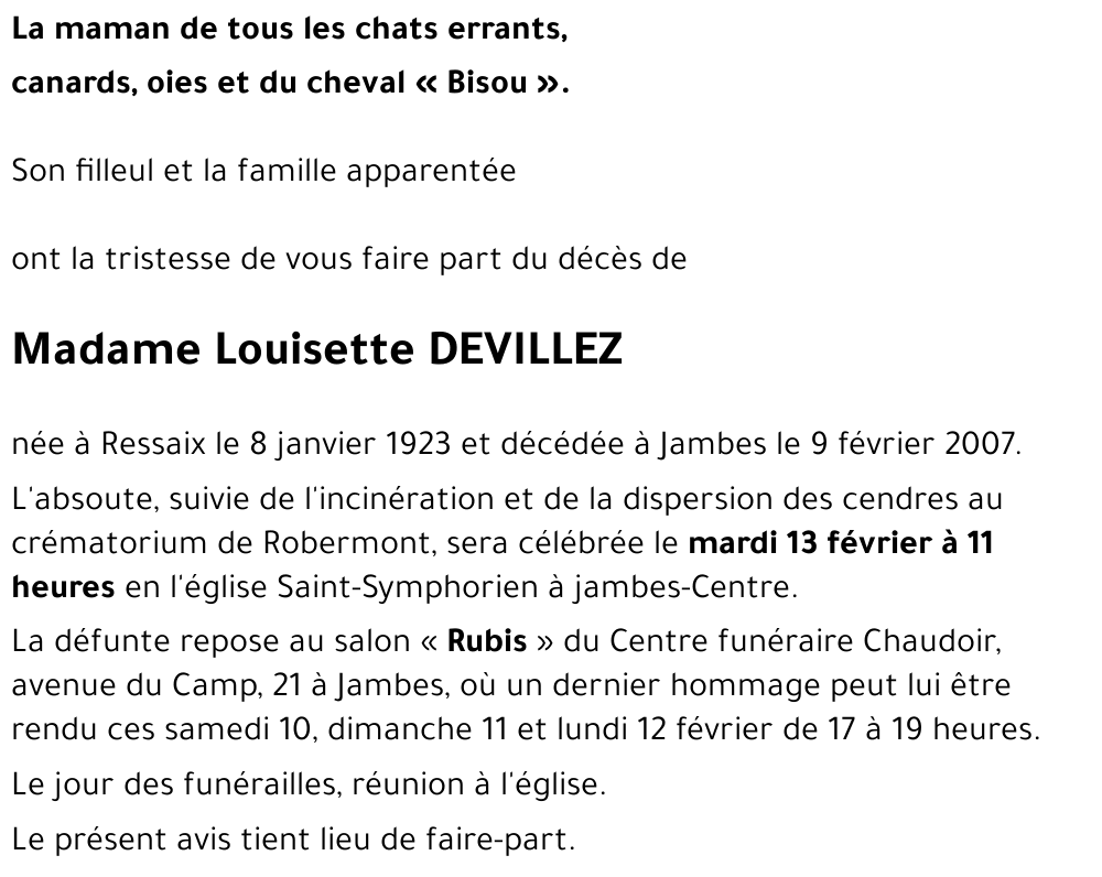 Louisette DEVILLEZ