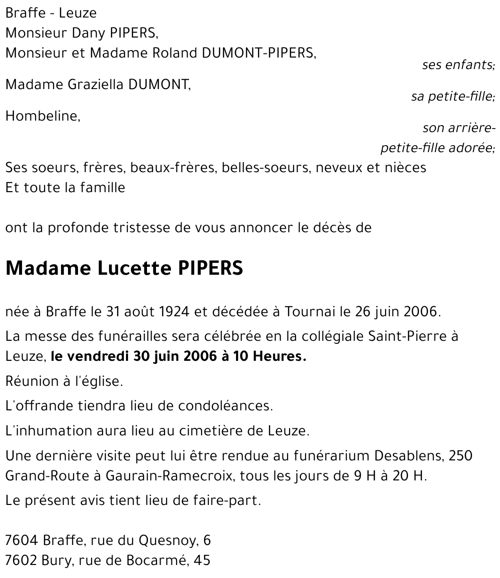 Lucette PIPERS