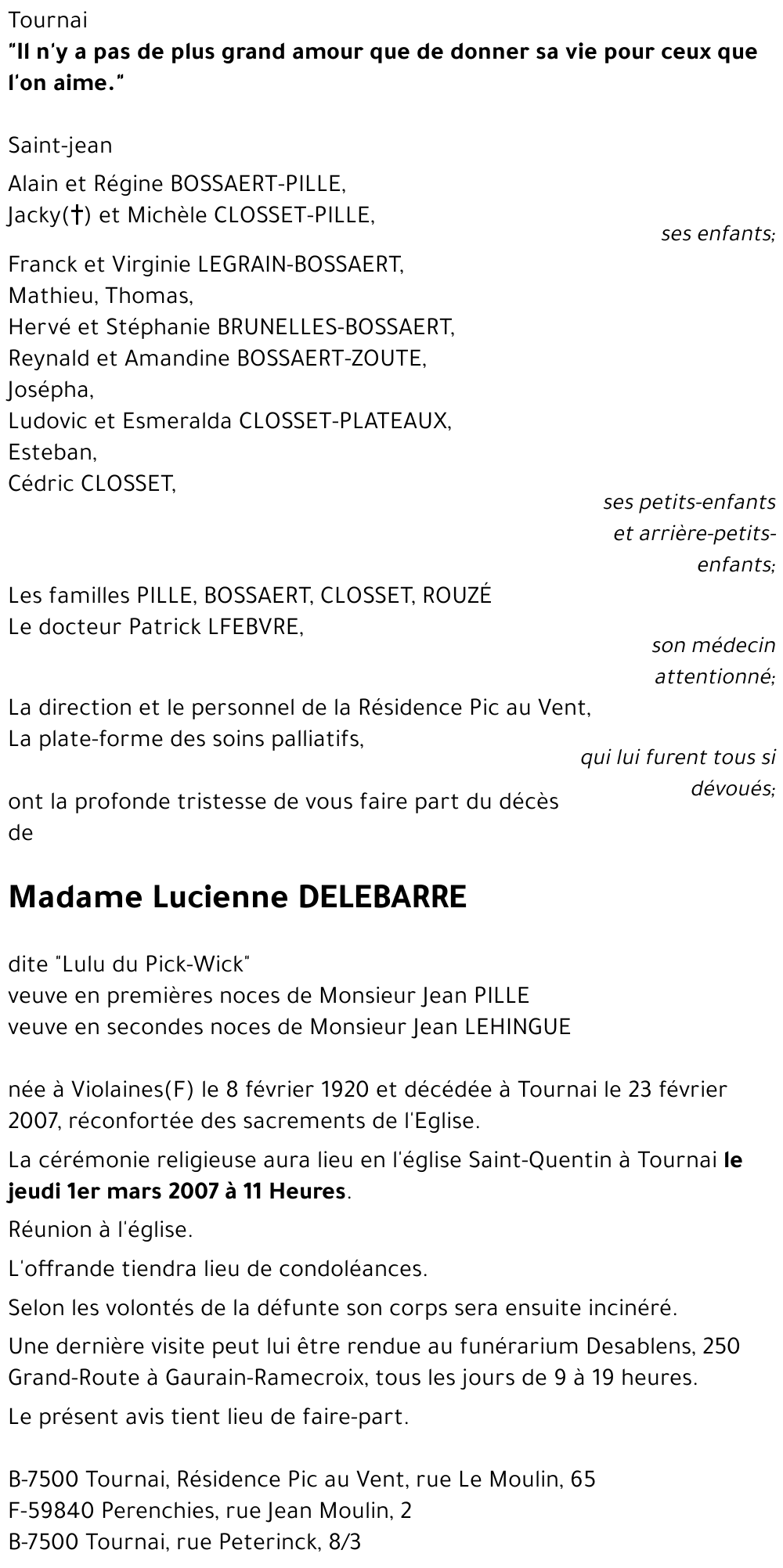 Lucienne DELEBARRE