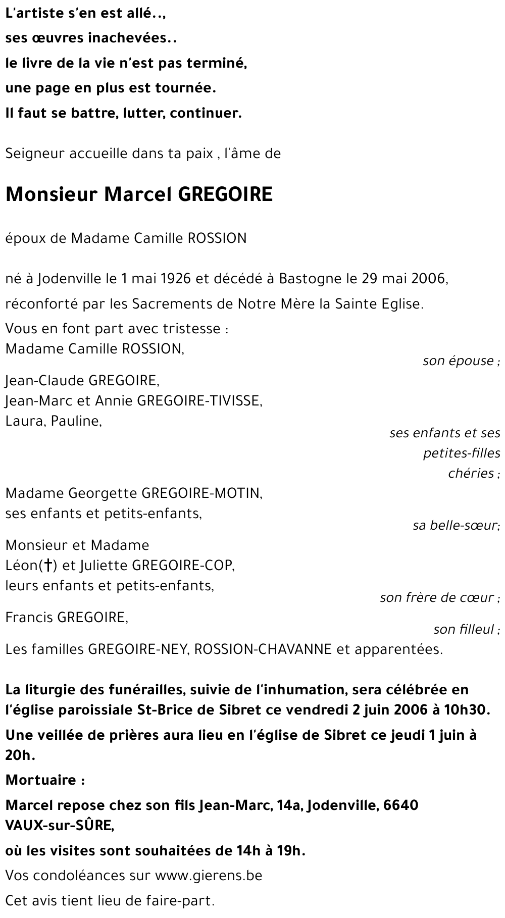 Marcel GREGOIRE
