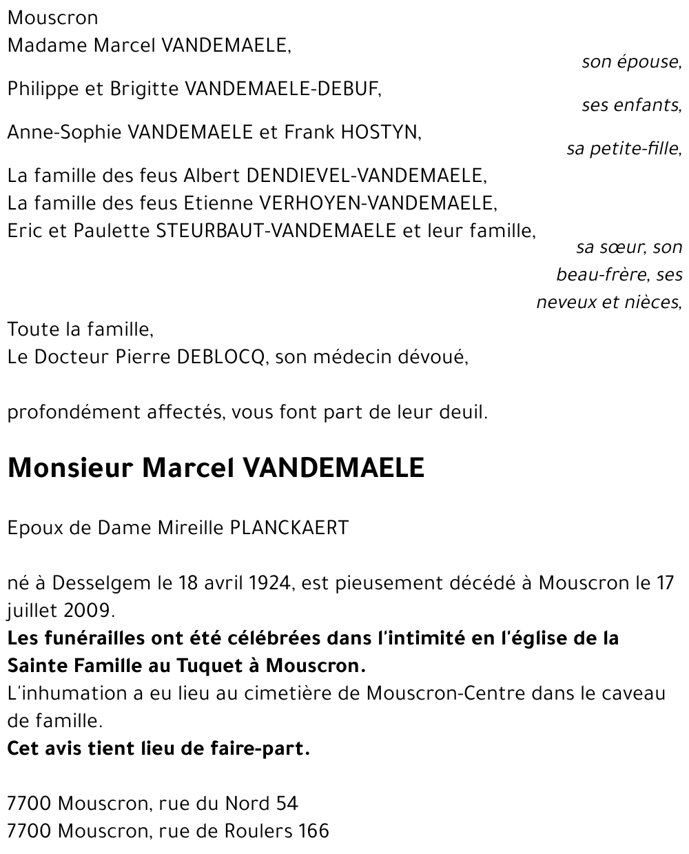 Marcel VANDEMAELE