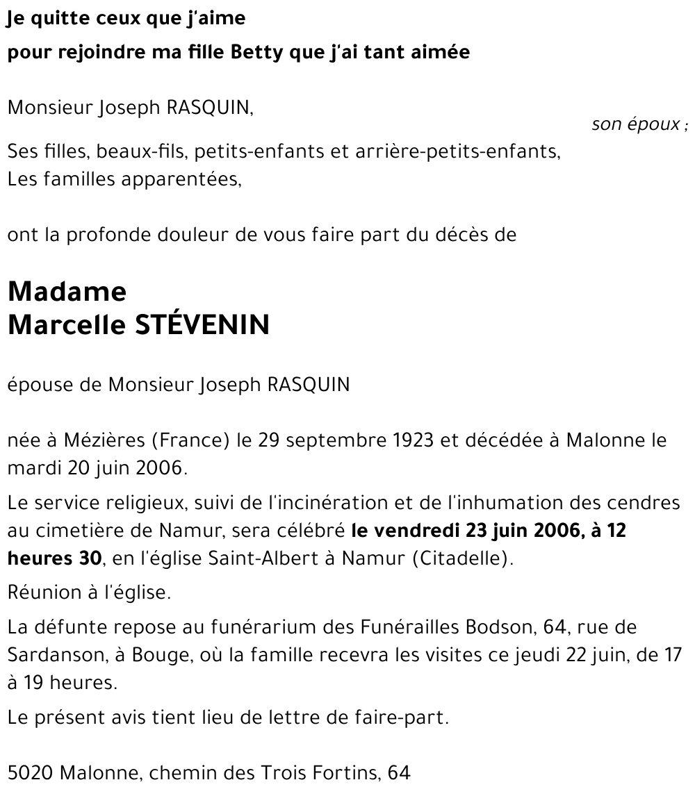 Marcelle STÉVENIN