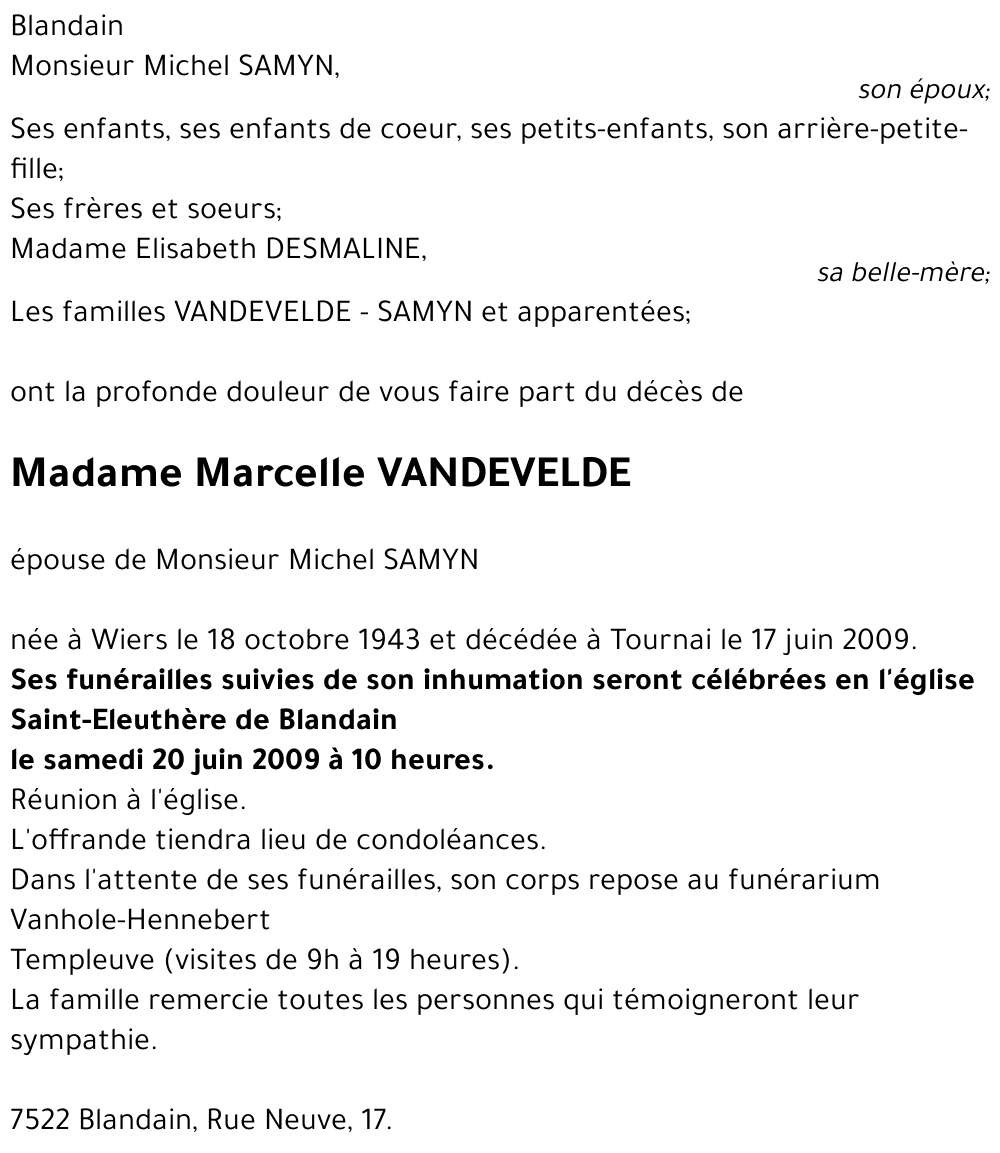 Marcelle VANDEVELDE