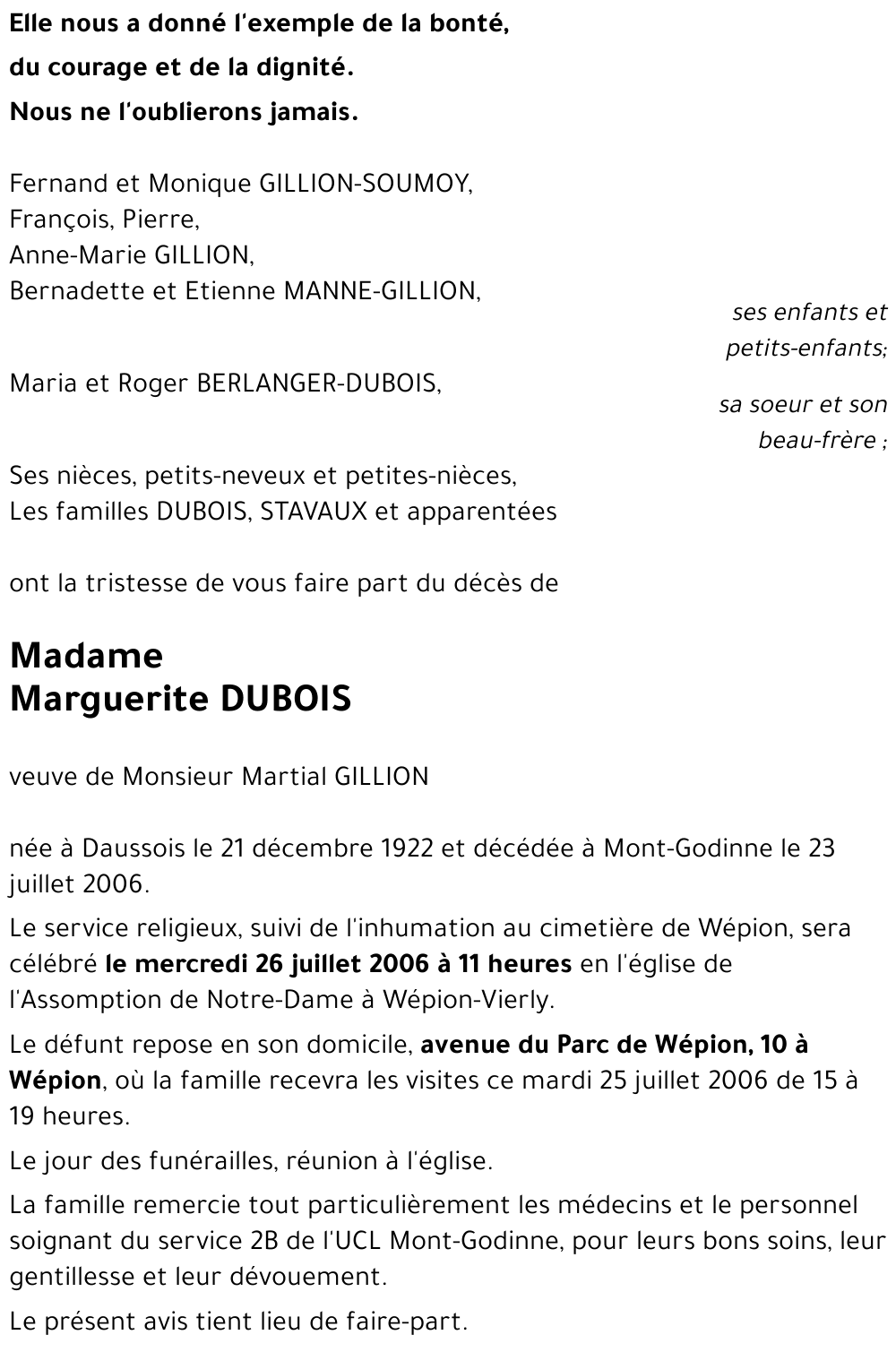 Marguerite DUBOIS