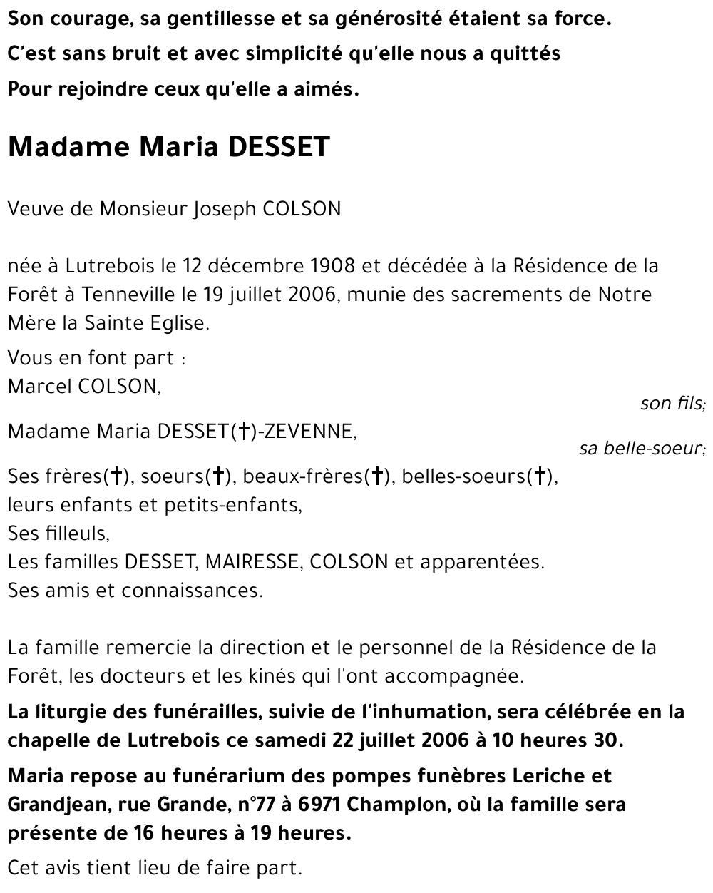 Maria DESSET