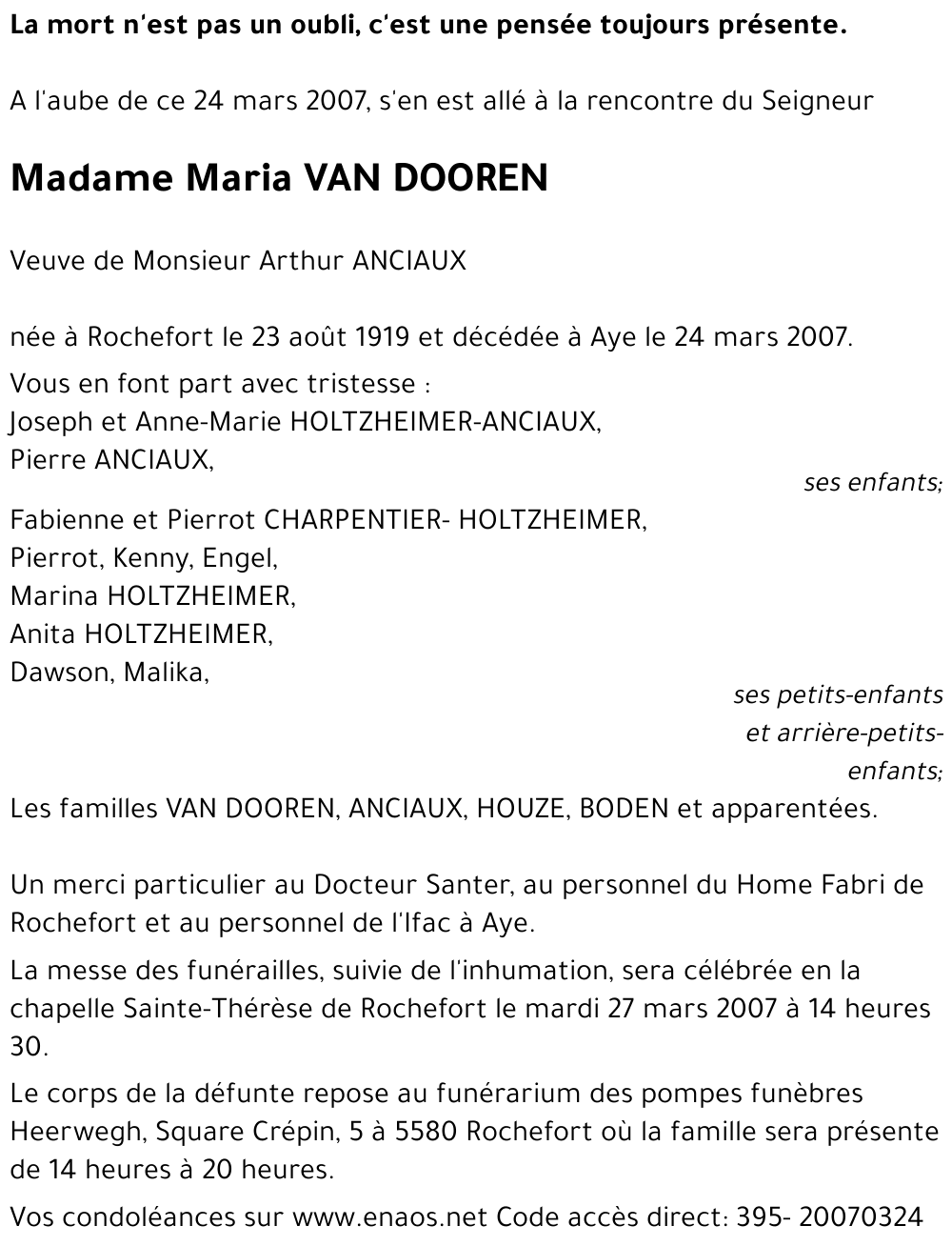 Maria VAN DOOREN