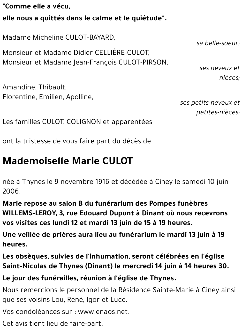 Marie CULOT