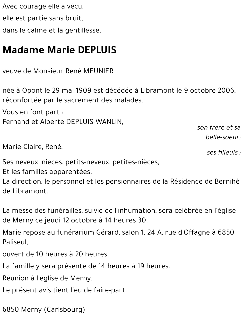 Marie DEPLUIS