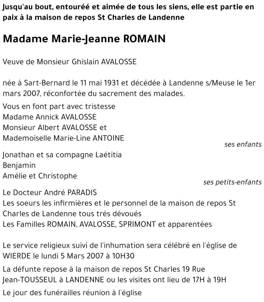 Marie-Jeanne ROMAIN