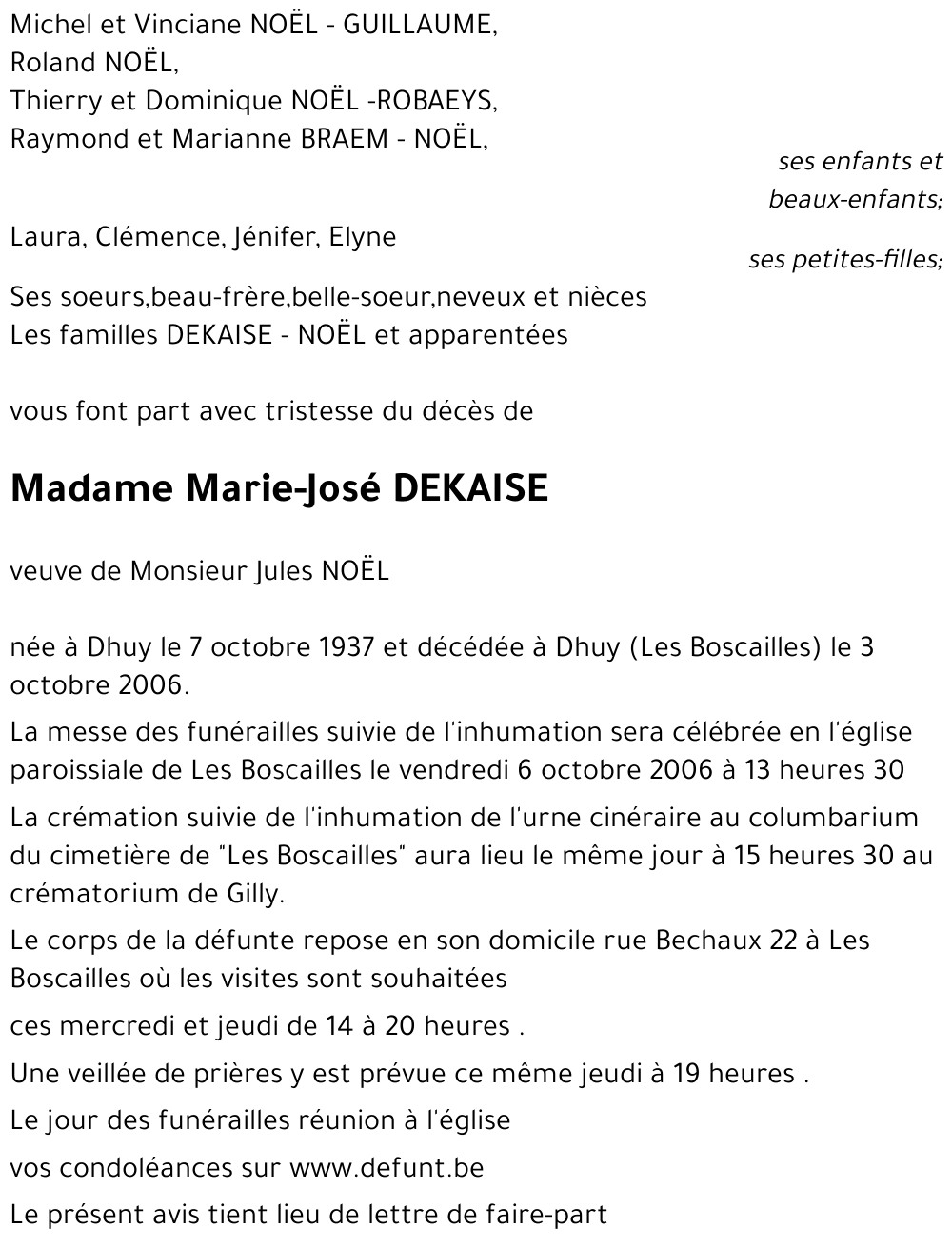 Marie-José DEKAISE