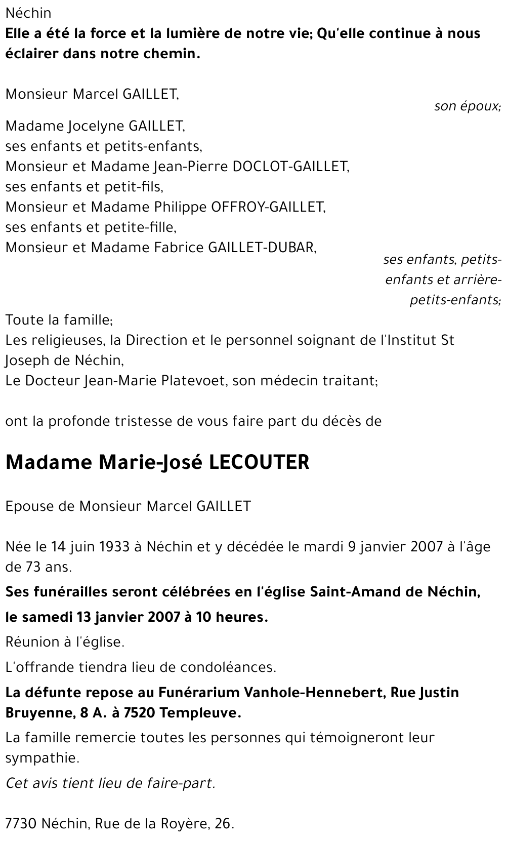 Marie-José LECOUTER