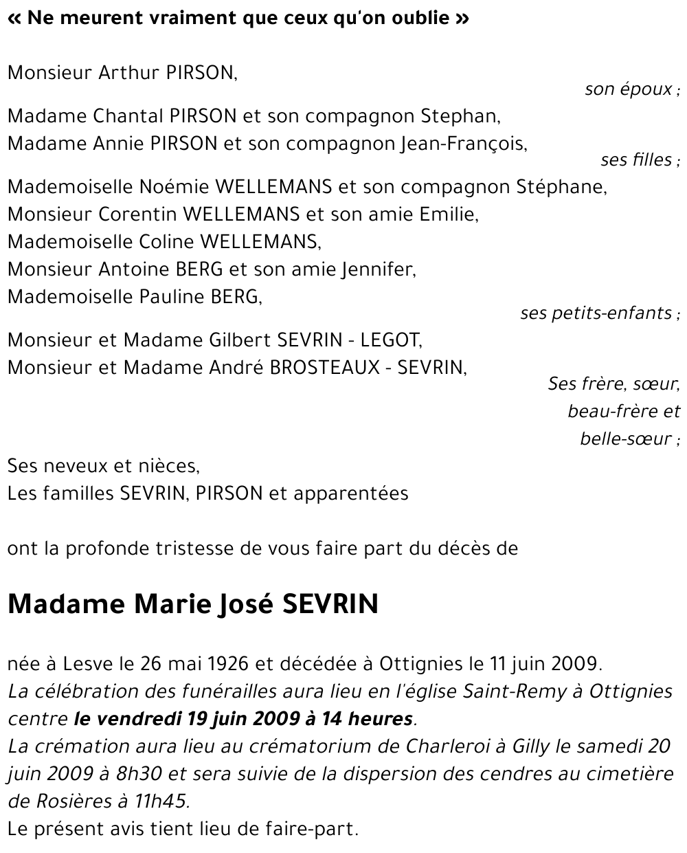 Marie José SEVRIN