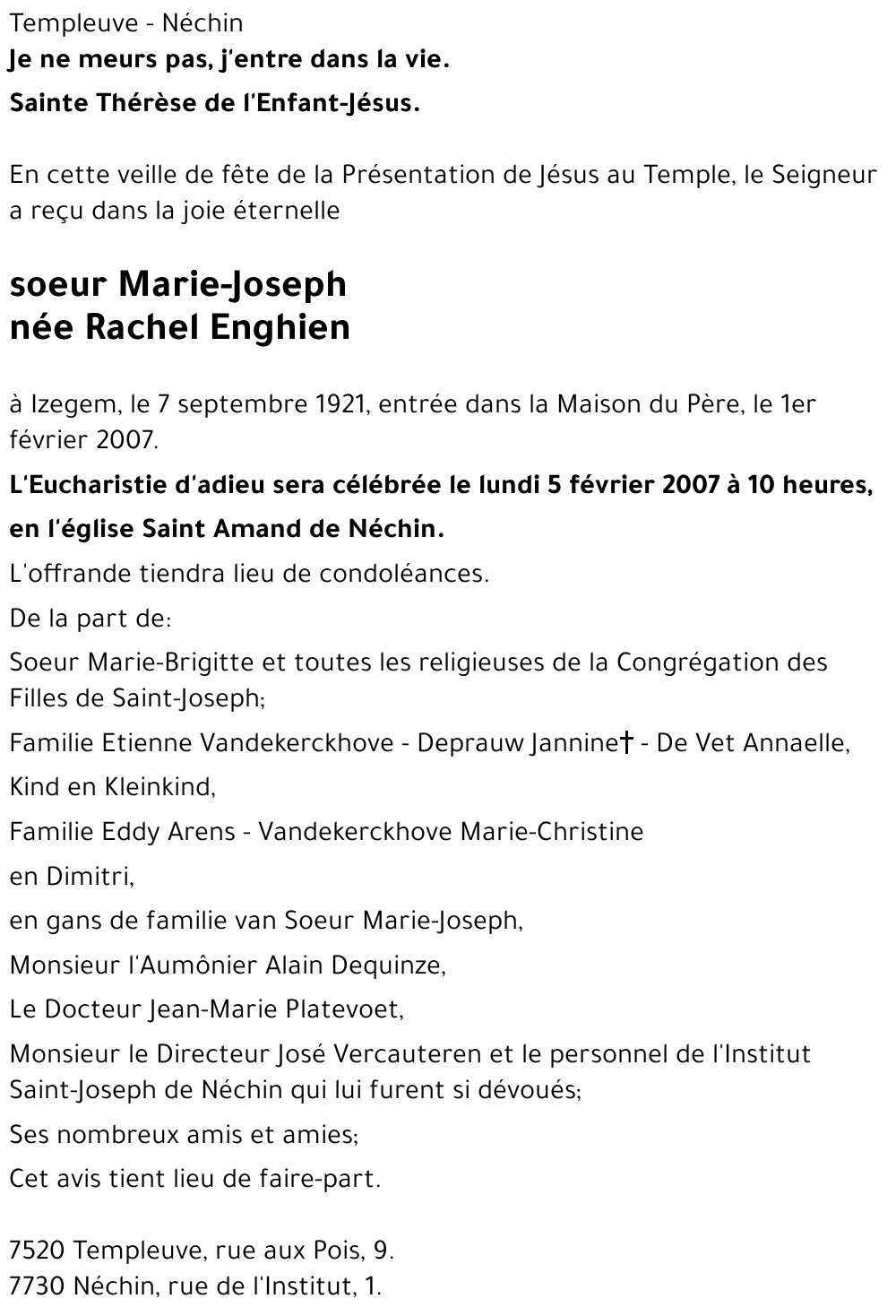 Marie-Joseph Rachel Enghien