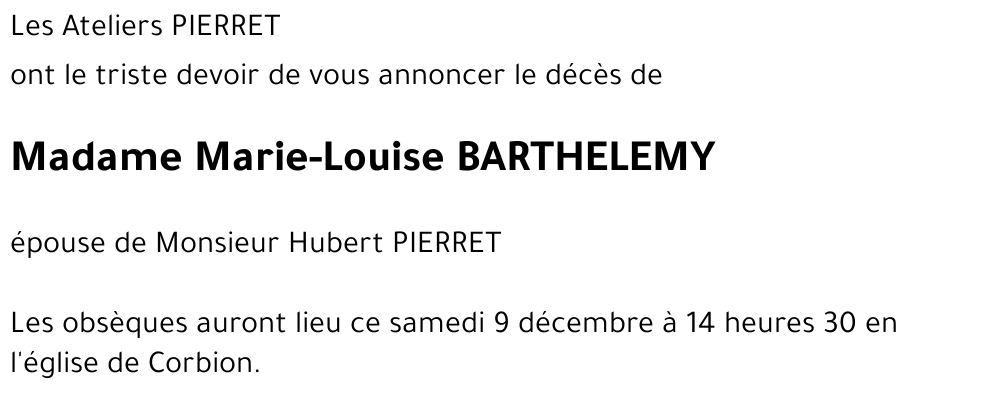 Marie-Louise BARTHELEMY