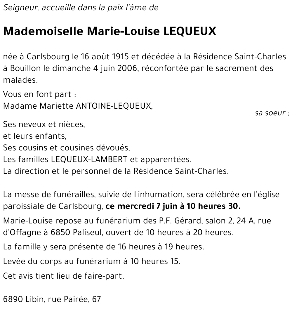 Marie-Louise LEQUEUX