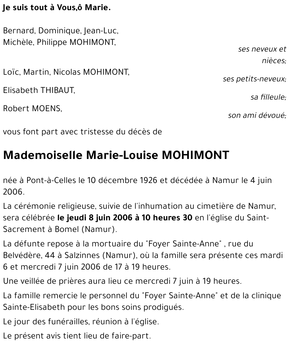 Marie-Louise MOHIMONT