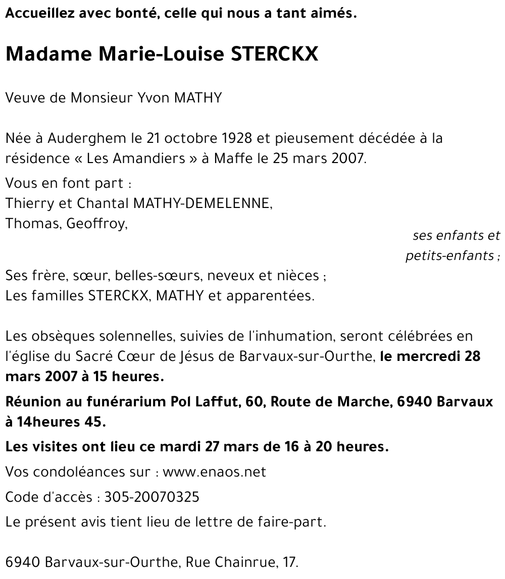 Marie-Louise STERCKX