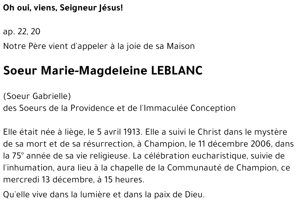 Marie-Madeleine LEBLANC