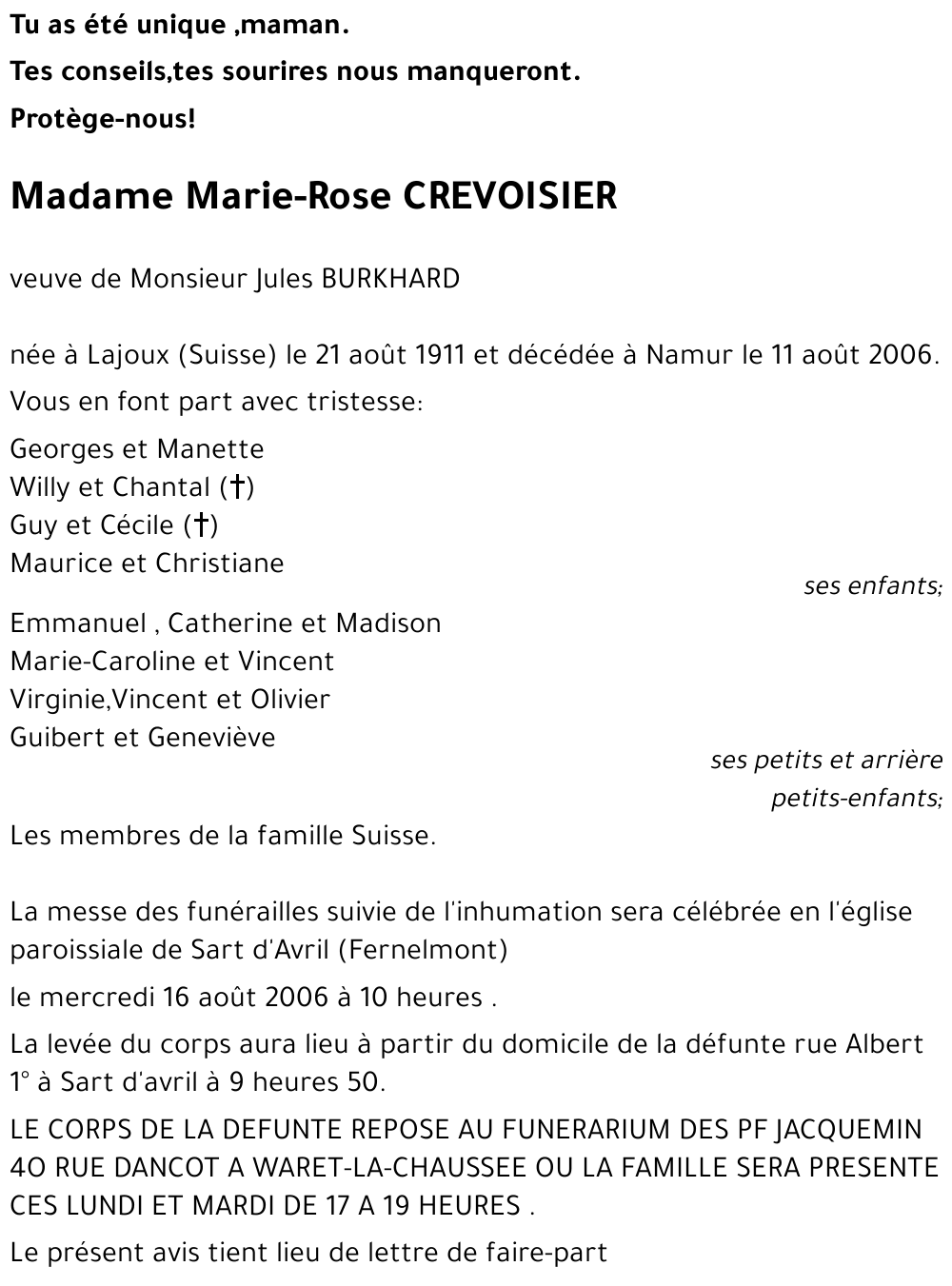 Marie-Rose CREVOISIER