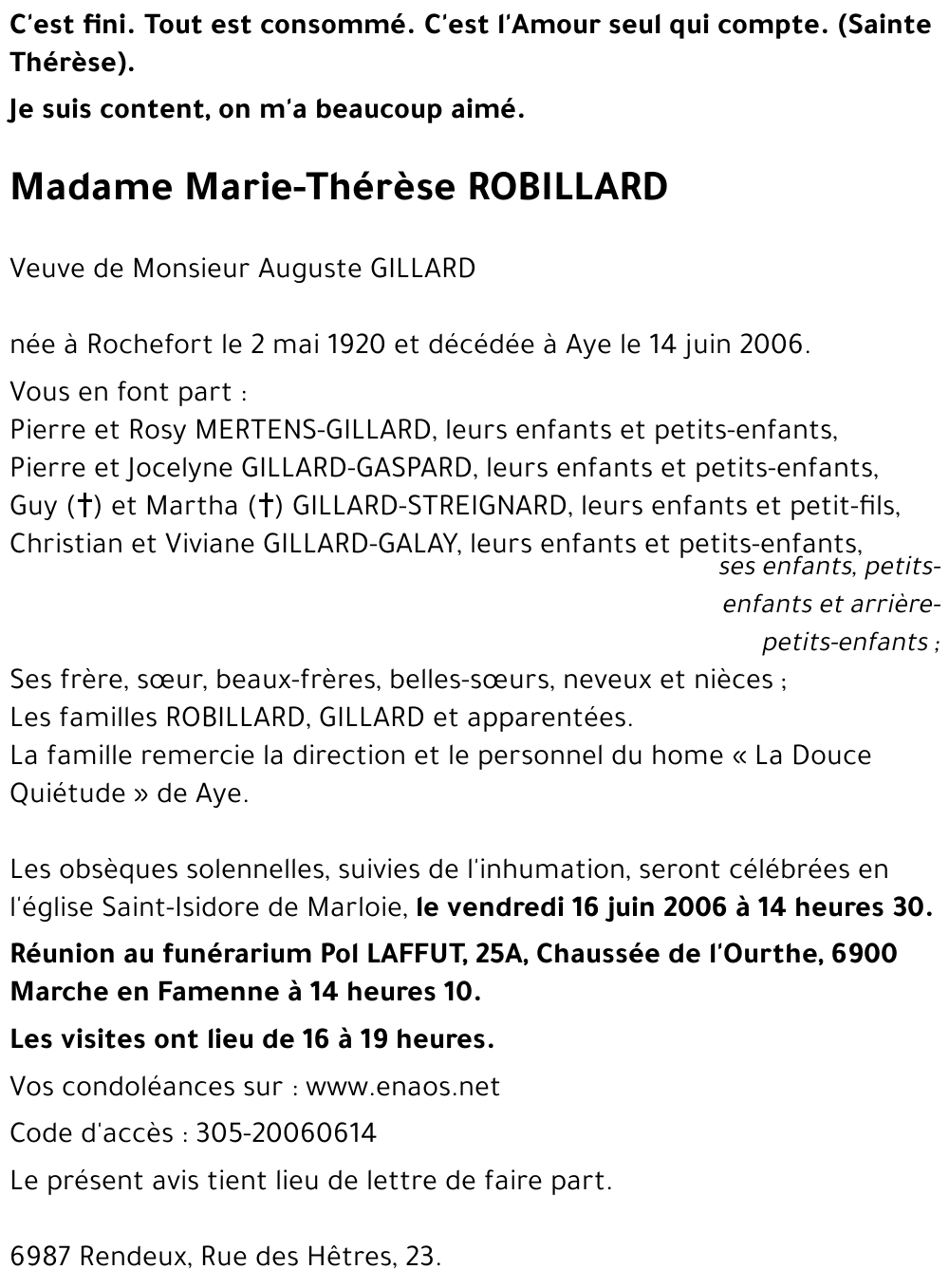 Marie-Thérèse ROBILLARD