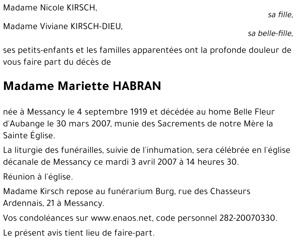 Mariette HABRAN