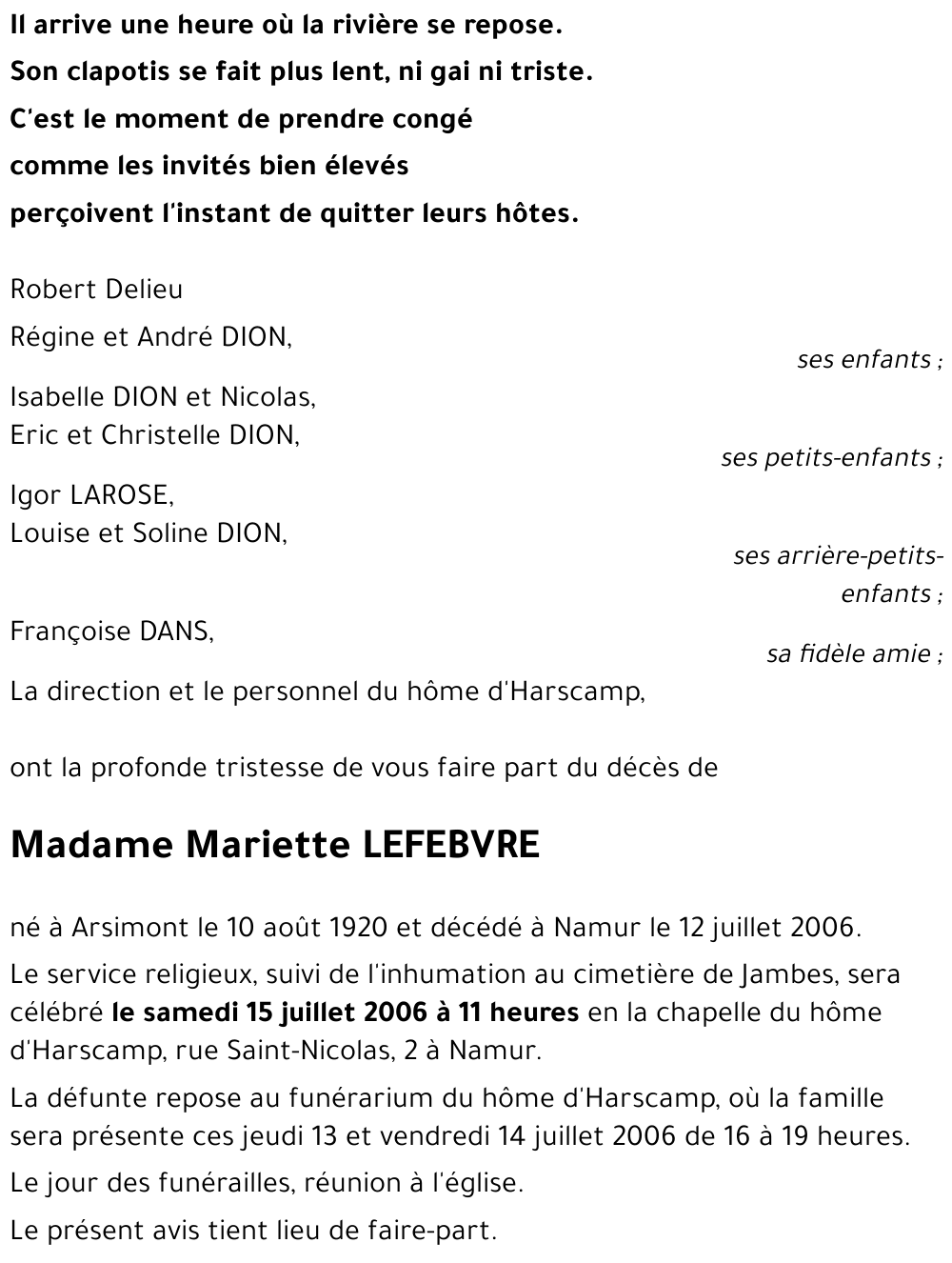 Mariette LEFEBVRE