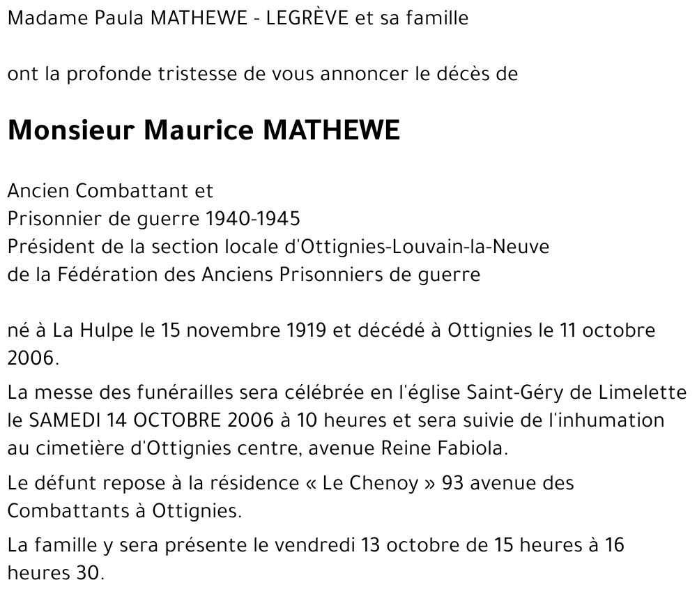 Maurice MATHEWE