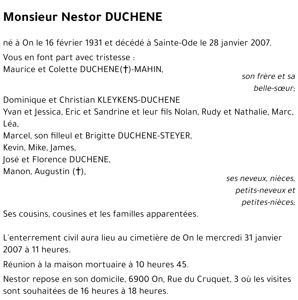 Nestor DUCHENE