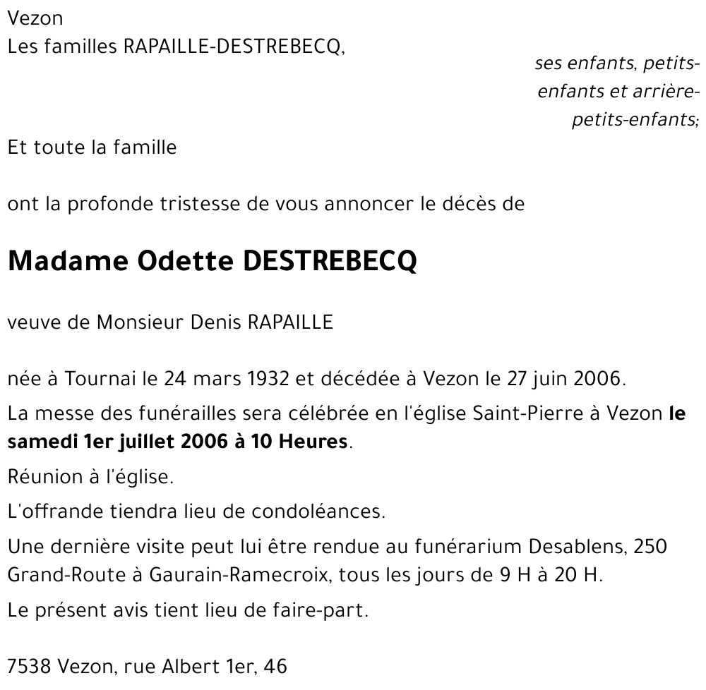 Odette DESTREBECQ