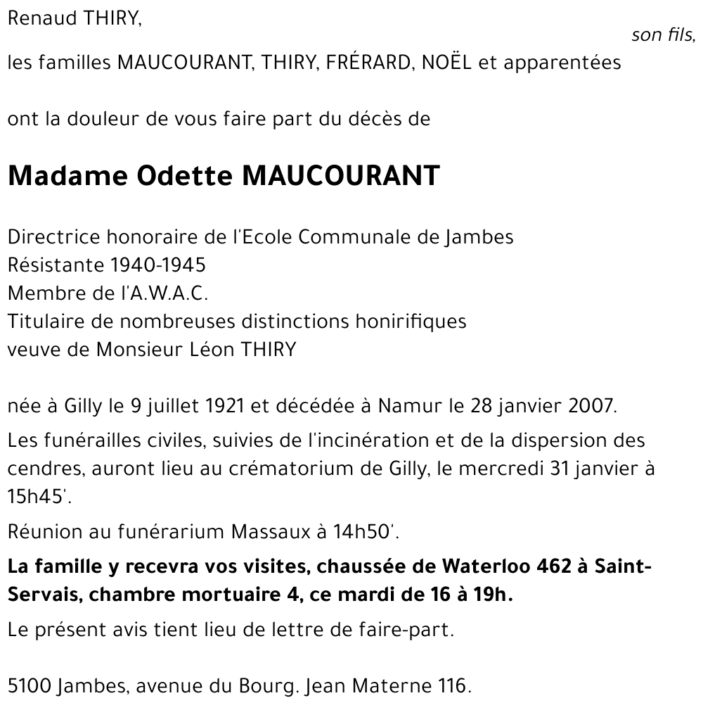 Odette MAUCOURANT