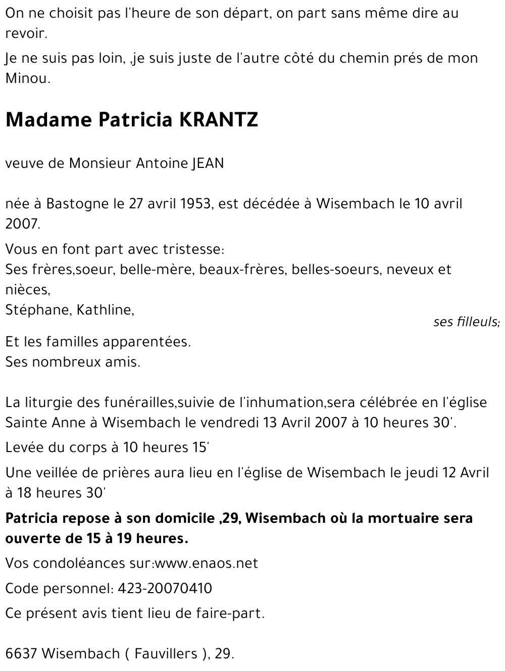 Patricia KRANTZ